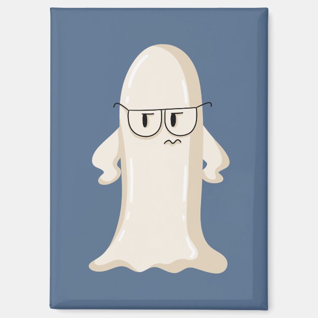 Grumpy Ghost with Glasses Magnet (Front)