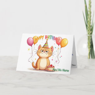Grumpy Ginger Cat Birthday Humour Card