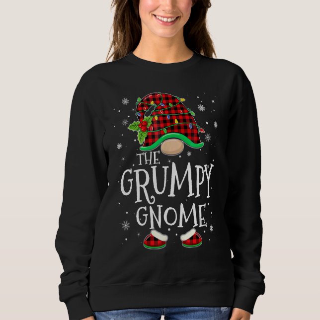 Grumpy Gnome Red Plaid Matching Family Christmas P Sweatshirt (Front)