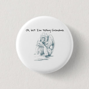 Grumpy Gorilla black ink sketch Funny saying 3 Cm Round Badge