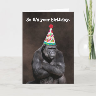 Grumpy Gorilla Yay Birthday Card