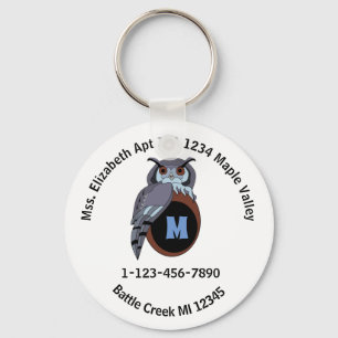 Grumpy Grandpa Scop Owl Emergency Contact Info Key Ring