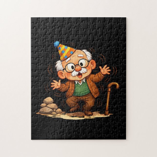 Grumpy Grandpa Standing Up Too Fast Joke Jigsaw Puzzle (Vertical)