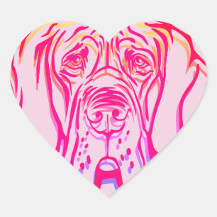 Grumpy Great Dane Psychedelic Heart Sticker