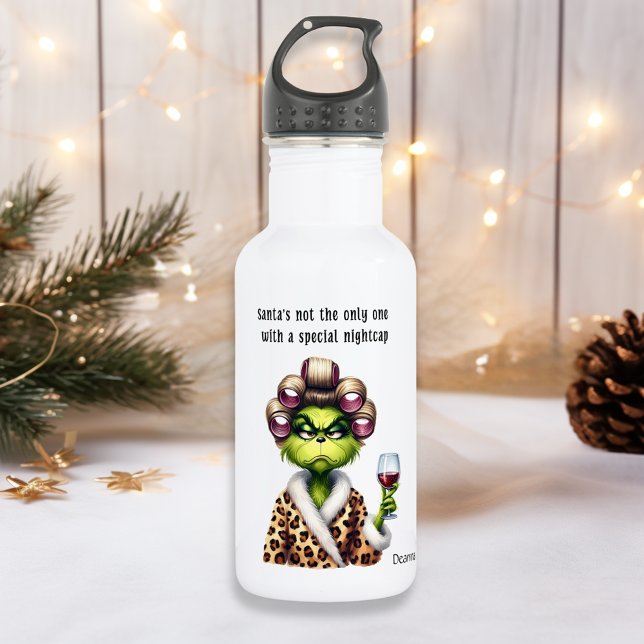 Grumpy Green Furry Women Loves Wine 532 Ml Water Bottle (Creator Uploaded)