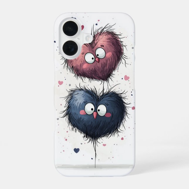 Grumpy heart Minis iPhone 16 Case (Back)