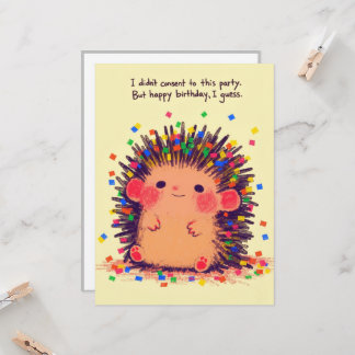 Grumpy Hedgehog Birthday card