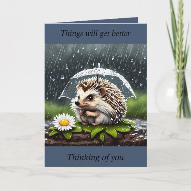 Grumpy Hedgehog - Thinking of You Card (Front)
