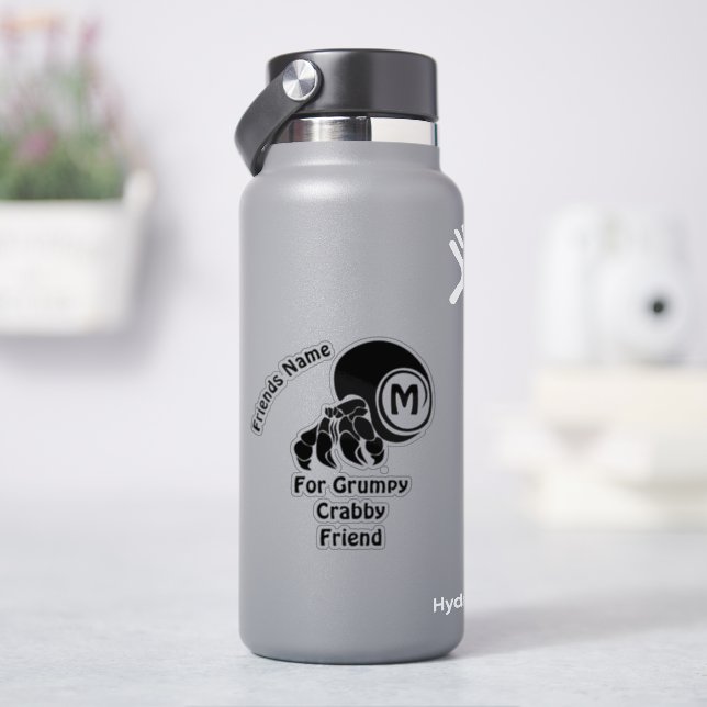 Grumpy Hermit Crab Silhouette Monogram Contour (HydroFlask)