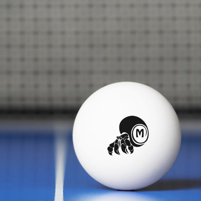 Grumpy Hermit Crab Silhouette Monogram Ping Pong Ball (Net)