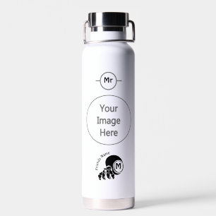 Grumpy Hermit Crab Silhouette Monogram Water Bottle