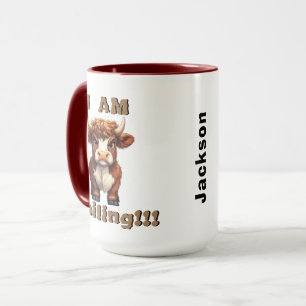 Grumpy Highland Cow I Am Smiling Mug