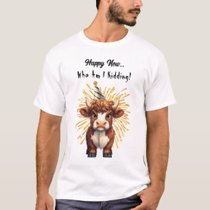 Grumpy Highland Cow New Year’s Mood T-Shirt