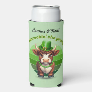 Grumpy Highland Cow St Patrick's Day Seltzer Can Cooler