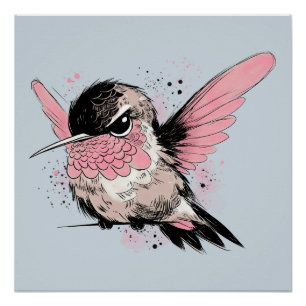Grumpy Hummingbird Poster