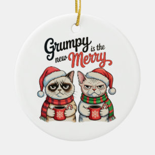 Grumpy Is The New Merry Christmas Cat Lover Ceramic Ornament