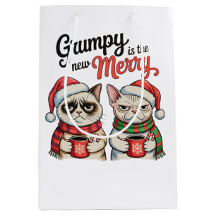 Grumpy Is The New Merry Christmas Cat Lover Medium Gift Bag