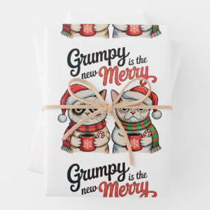 Grumpy Is The New Merry Christmas Cat Lover Wrapping Paper Sheet
