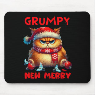 Grumpy Is The New Merry Christmas Cat Sarcastic Cu Mouse Pad