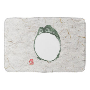 Grumpy Japanese Frog Toad 19th Century  Bath Mat