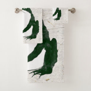Grumpy Japanese Frog Toad 19th Century  Bath Towel Set
