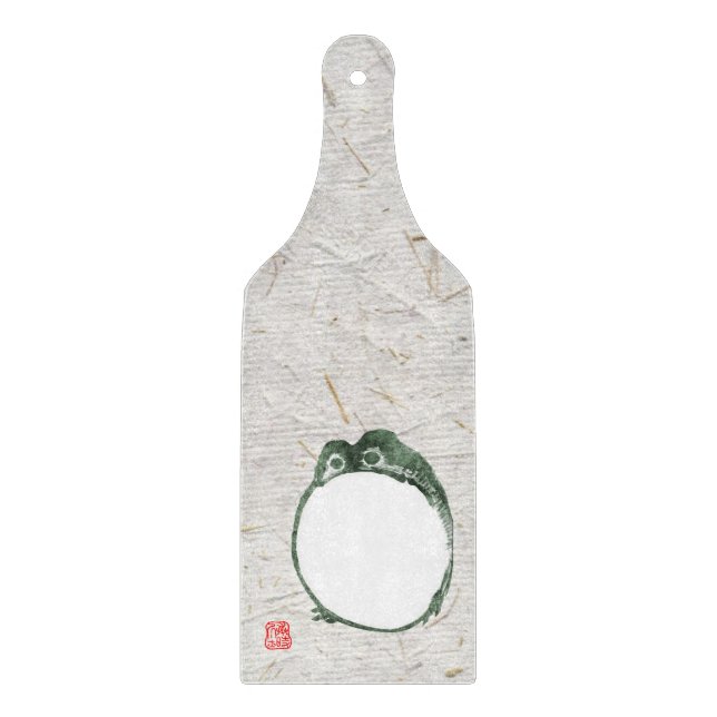 Grumpy Japanese Frog Toad 19th Century  Cutting Board (Front)