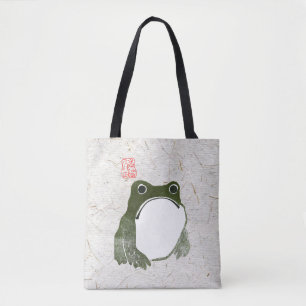 Grumpy Japanese Frog Toad 19th Century Tote Bag