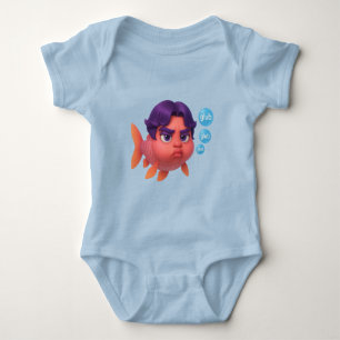 Grumpy Koi Glub Club – Cute Purple-Haired Fish Art Baby Bodysuit