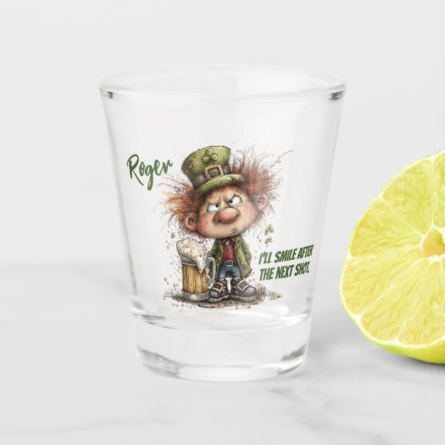 Grumpy Leprechaun Shot Glass  (Front)