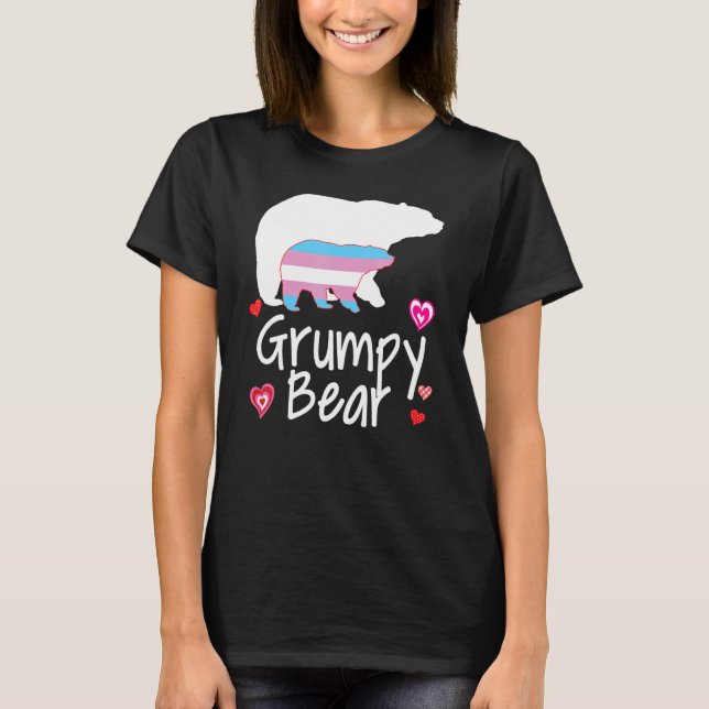 Grumpy Lgbt Bear Transgender Rainbow Lgbt Gay Lesb T-Shirt (Front)