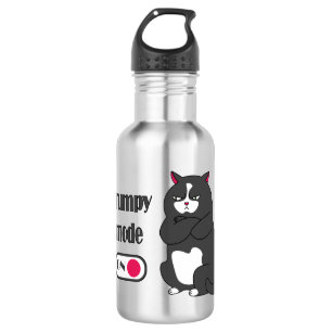 Grumpy mode on funny fat cat 532 ml water bottle