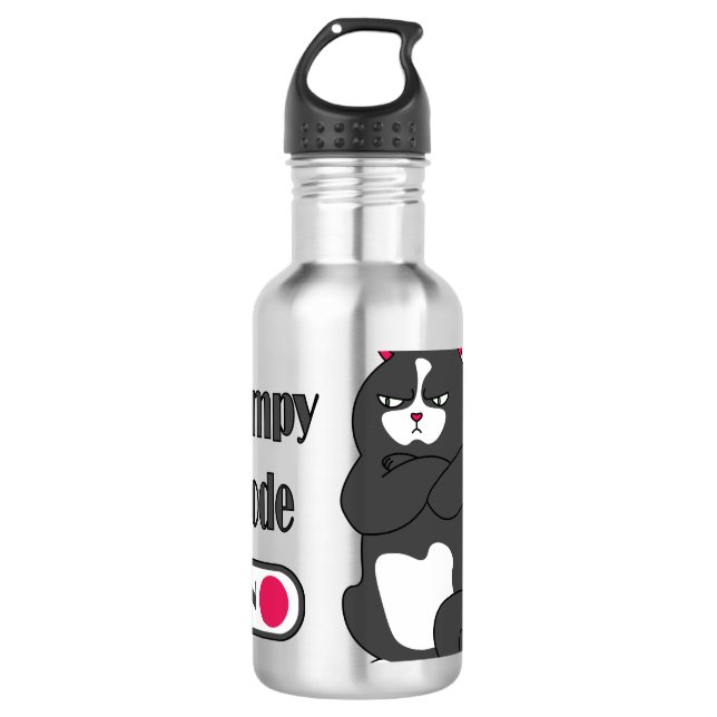 Grumpy mode on funny fat cat  710 ml water bottle (Front)