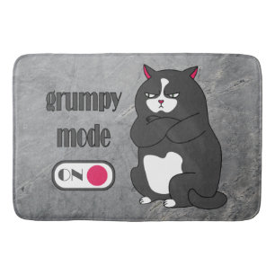 Grumpy mode on funny fat cat   bath mat