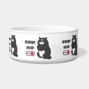 Grumpy mode on funny fat cat bowl