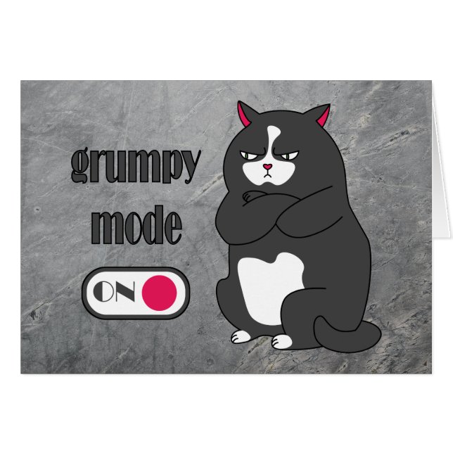 Grumpy mode on funny fat cat Card (Front Horizontal)