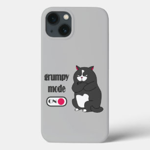 Grumpy mode on funny fat cat iPhone 13 case