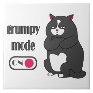 Grumpy mode on funny fat cat ceramic tile