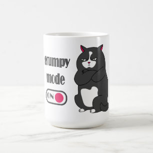 Grumpy mode on funny fat cat coffee mug