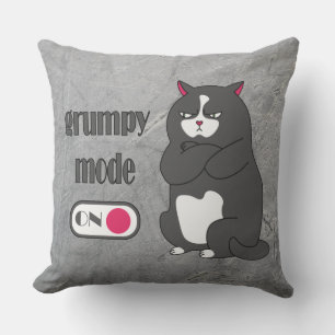 Grumpy mode on funny fat cat cushion