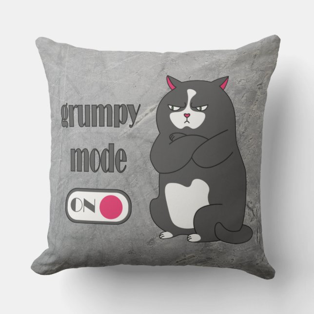 Grumpy mode on funny fat cat  cushion (Front)
