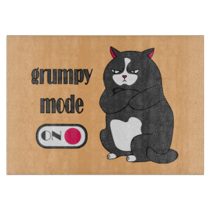 Grumpy mode on funny fat cat cutting board