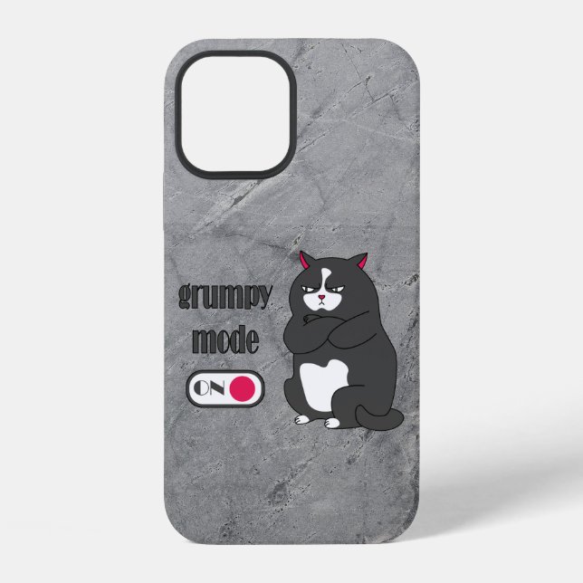 Grumpy mode on funny fat cat   iPhone case (Back)