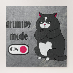 Grumpy mode on funny fat cat jigsaw puzzle