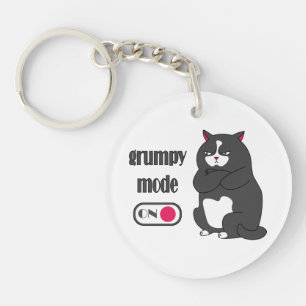 Grumpy mode on funny fat cat key ring