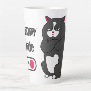 Grumpy mode on funny fat cat   latte mug