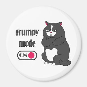 Grumpy mode on funny fat cat magnet