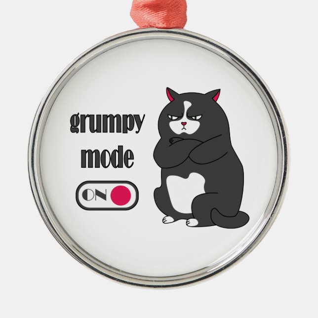 Grumpy mode on funny fat cat   metal ornament (Front)