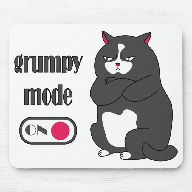 Grumpy mode on funny fat cat  mouse pad (Front)