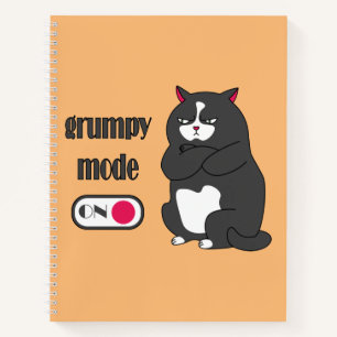 Grumpy mode on funny fat cat notebook