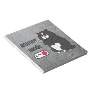 Grumpy mode on funny fat cat  notepad